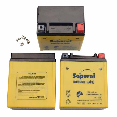 AKU 12V 7A (YTX7L-BS)(Dik Dar)(115X69X132/2.2KG) Sapurai